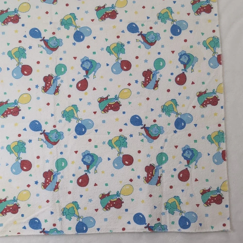 Vintage Circus Receiving Blanket White Balloon Animals Lion Elephant‎ Cotton USA